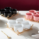 Allure Appetizer Platter With Golden Rack Serving Bowls June Trading Daisy White  