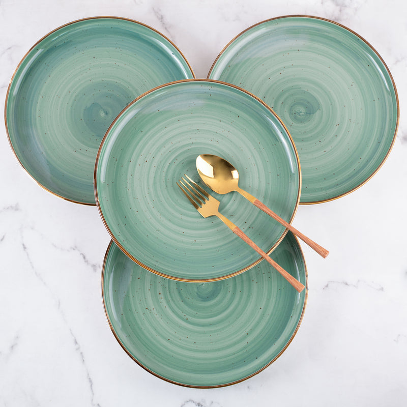 Gold Rimmed Dinner Plate Dinner Plates June Trading Green Set Of 4 