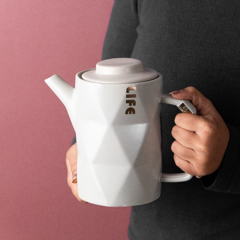 Subtle Geometrical Ceramic Tea Pot Drink Dispenser June Trading   