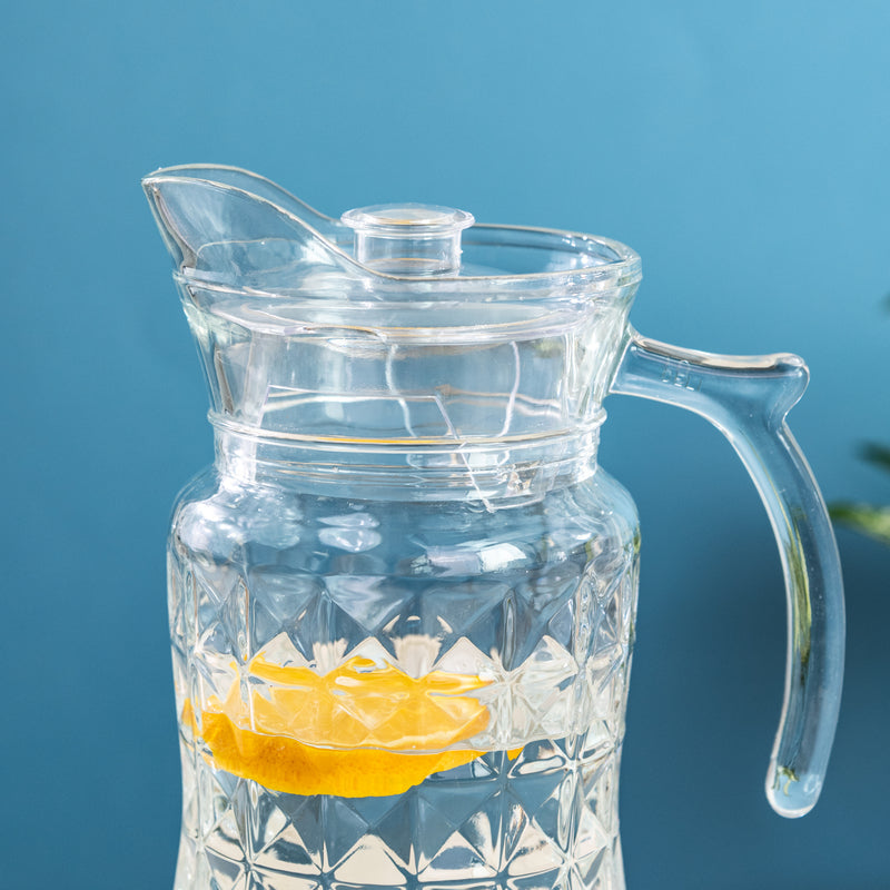 Refined Cut Glass Jug With 6 Pc Tumbler Glasses & Jug Set June Trading   