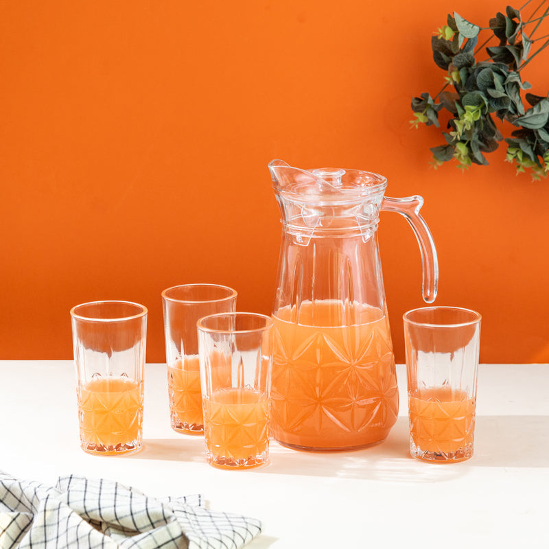 Intricate Cut Glass Jug & Tumbler Set Glasses & Jug Set June Trading   