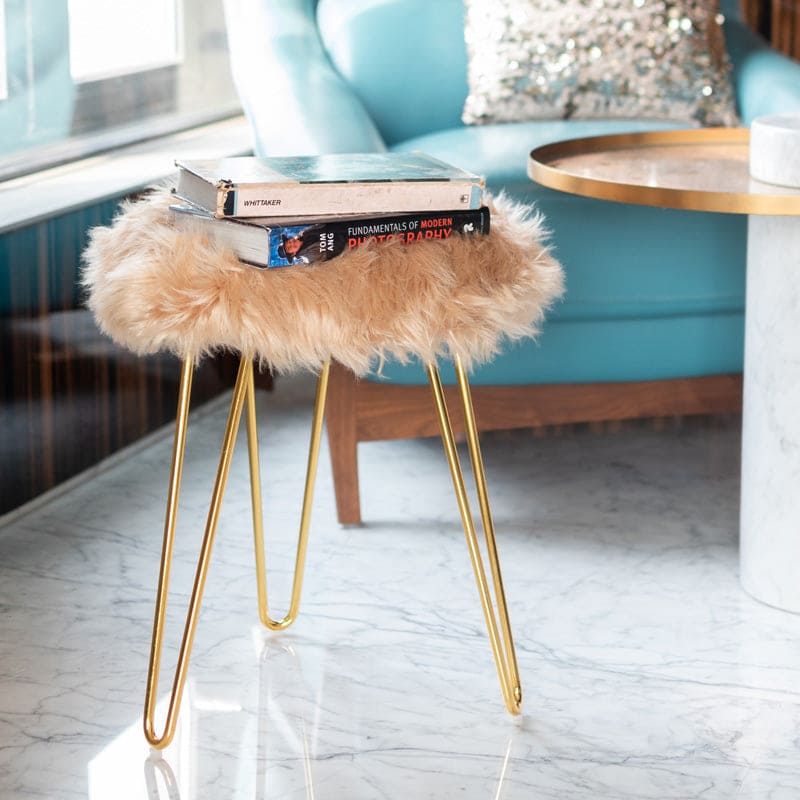 Fur Stool - Sand Brown Fur Stools June Trading   