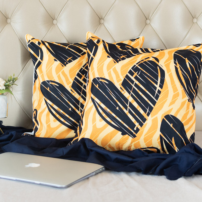 Heart Print Cushion Covers (Set of 2) Cushion Cover June Trading   