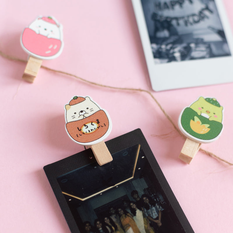 Wooden Paper Clips With String - Cute Animal - Set of 10 Paper Clip June Trading   