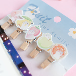 Wooden Paper Clips With String - Fruit - Set of 10 Paper Clip June Trading   