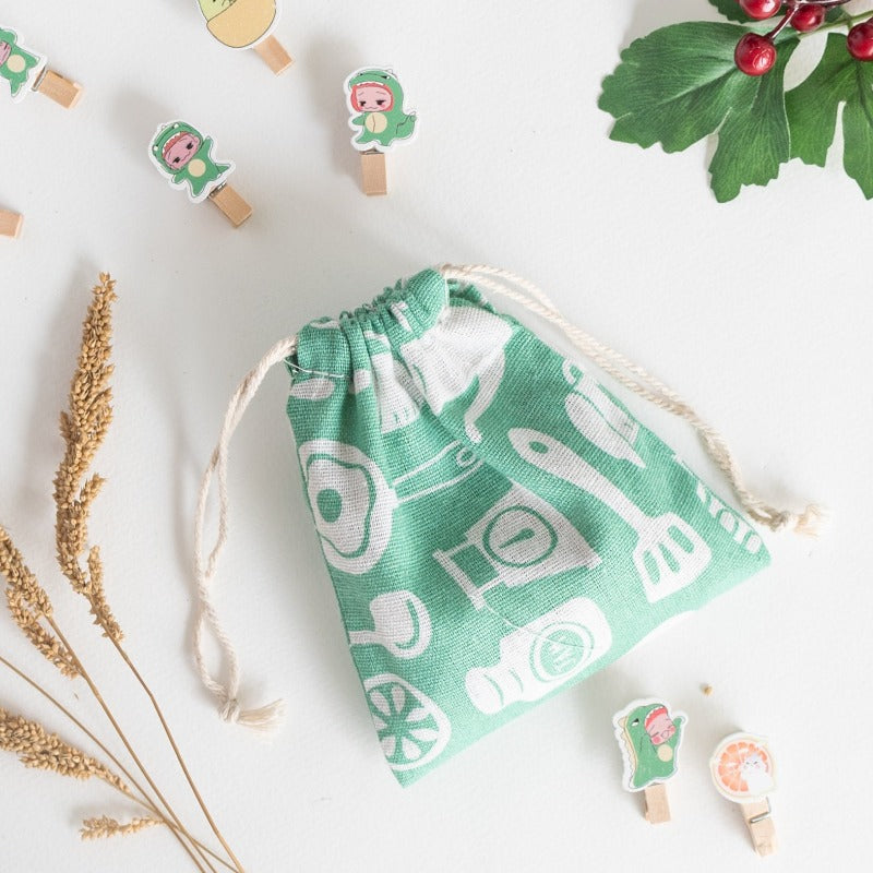 Kitchen Print String Canvas Pouch Pouch June Trading   