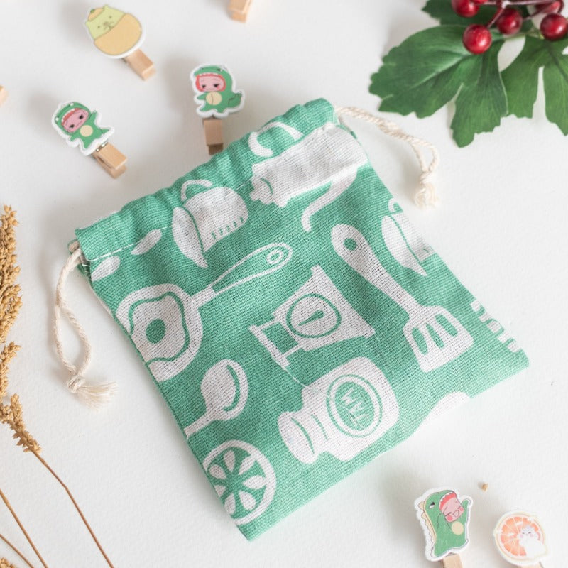 Kitchen Print String Canvas Pouch Pouch June Trading   