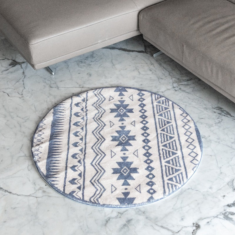 Aztec Round Wool Rug Rugs June Trading   