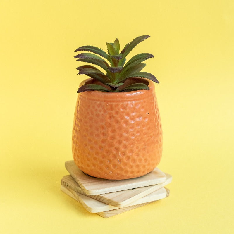 Embossed Planter - Resin Pot Planters June Trading Orange  