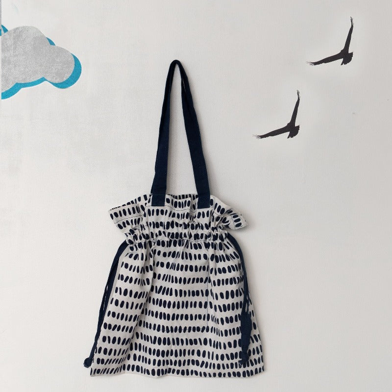 Blue Dotted Print Shoulder Bag