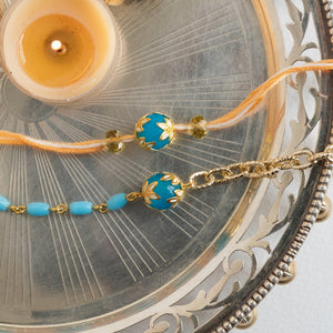 Blue Vintage - Traditional Rakhis For Bhaiya & Bhabhi (Set Of 2) Rakhis June Trading   