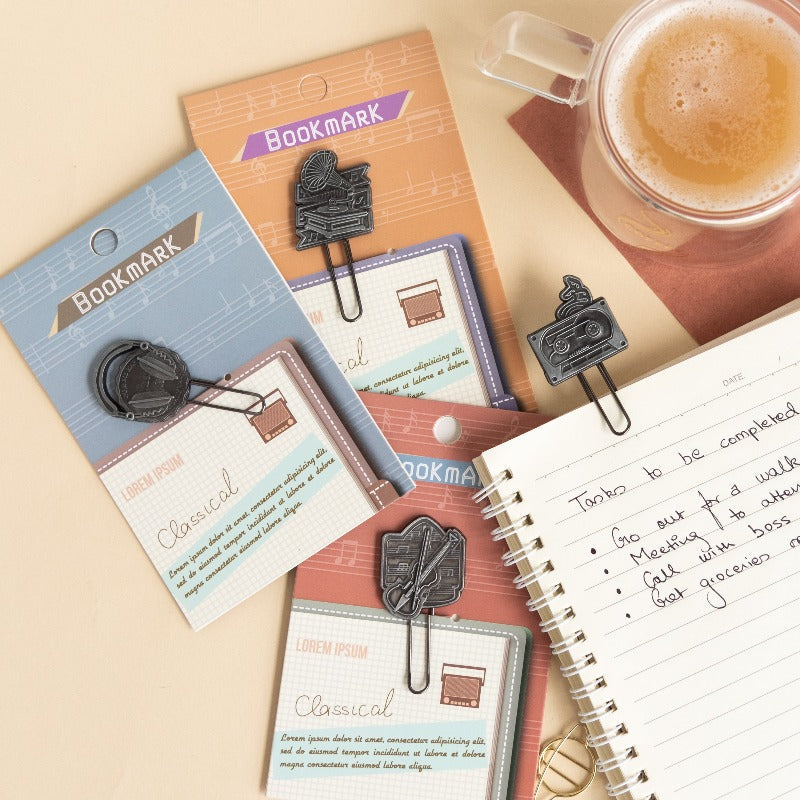 Metallic Paper Clip Bookmark - Music Paper Clip June Trading   
