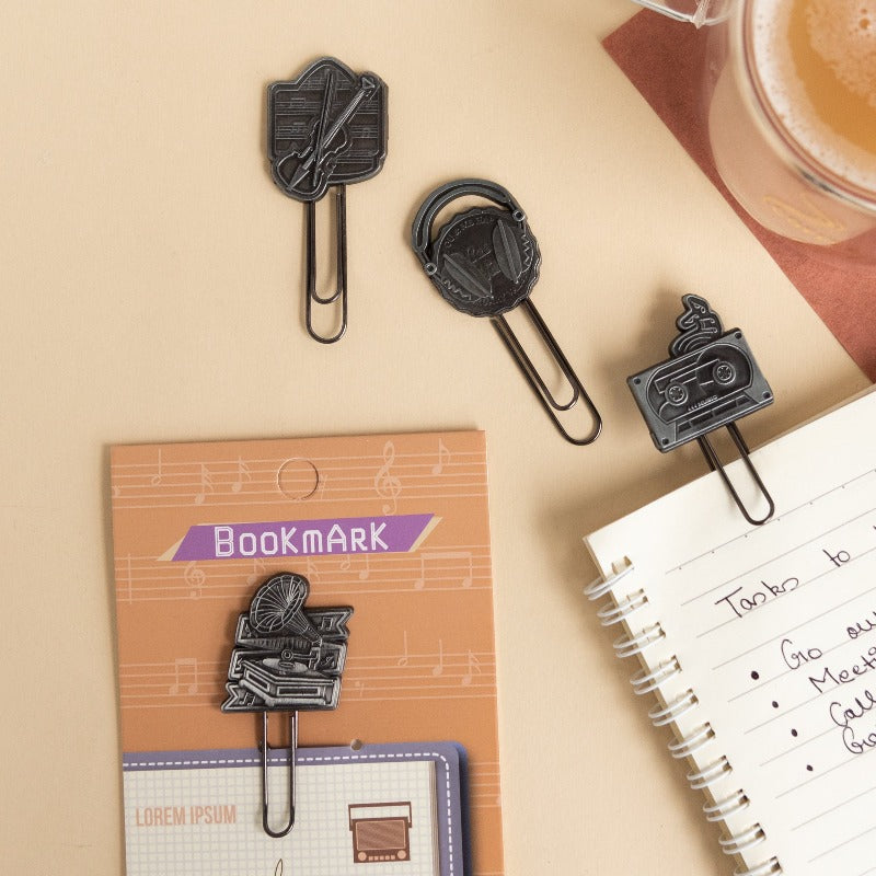 Metallic Paper Clip Bookmark - Music Paper Clip June Trading   