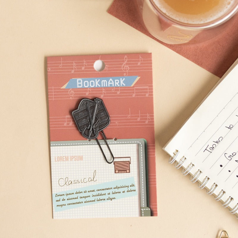 Metallic Paper Clip Bookmark - Music Paper Clip June Trading   