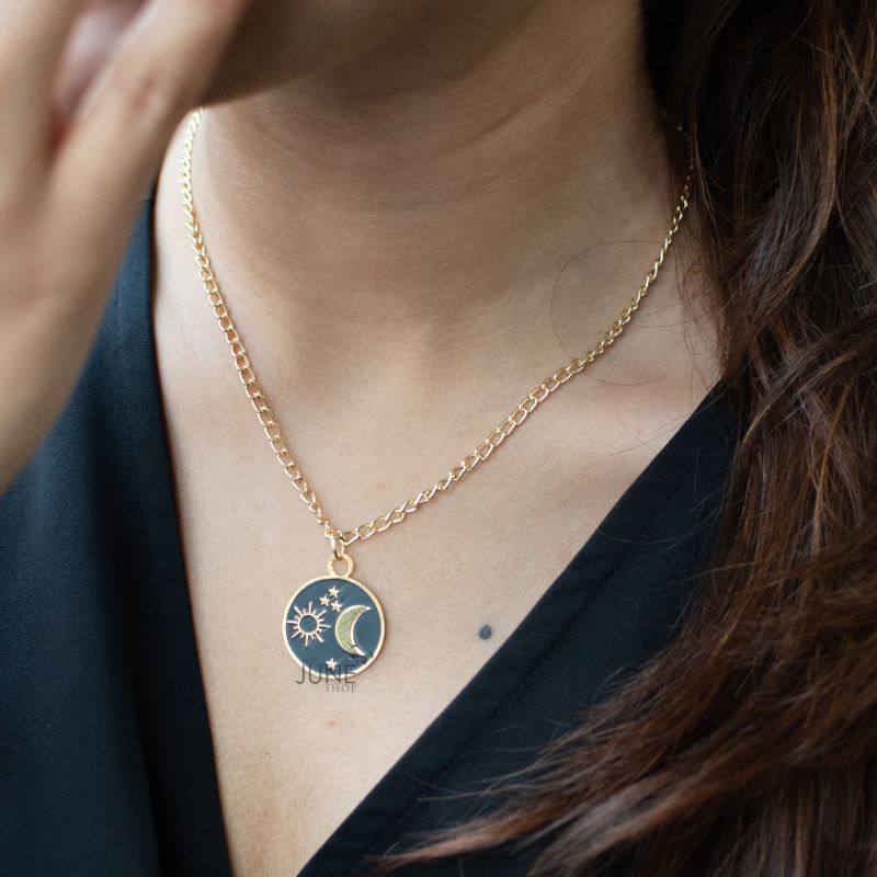 Sun & Moon Pendant - Necklace Necklace June Trading   