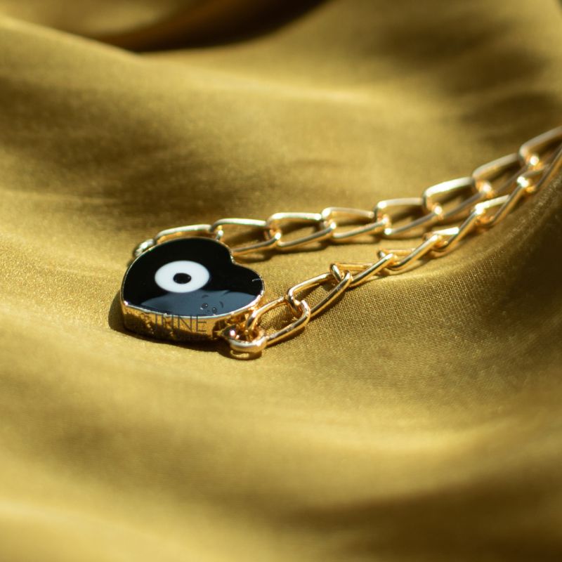 Royal Black Evil Eye Heart - Necklace Necklace June Trading   