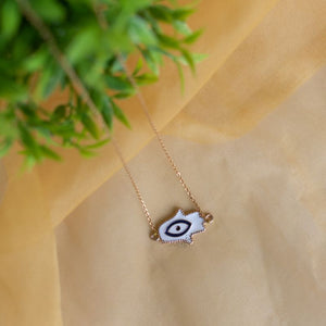 Blue On White Evil Eye Pendant - Necklace Necklace June Trading   