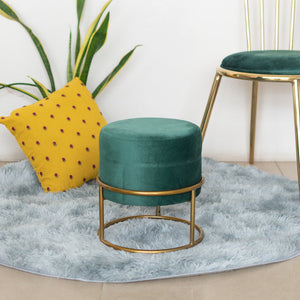 Elegant Suede Ottoman/Pouf Ottoman June Trading Pine Green  