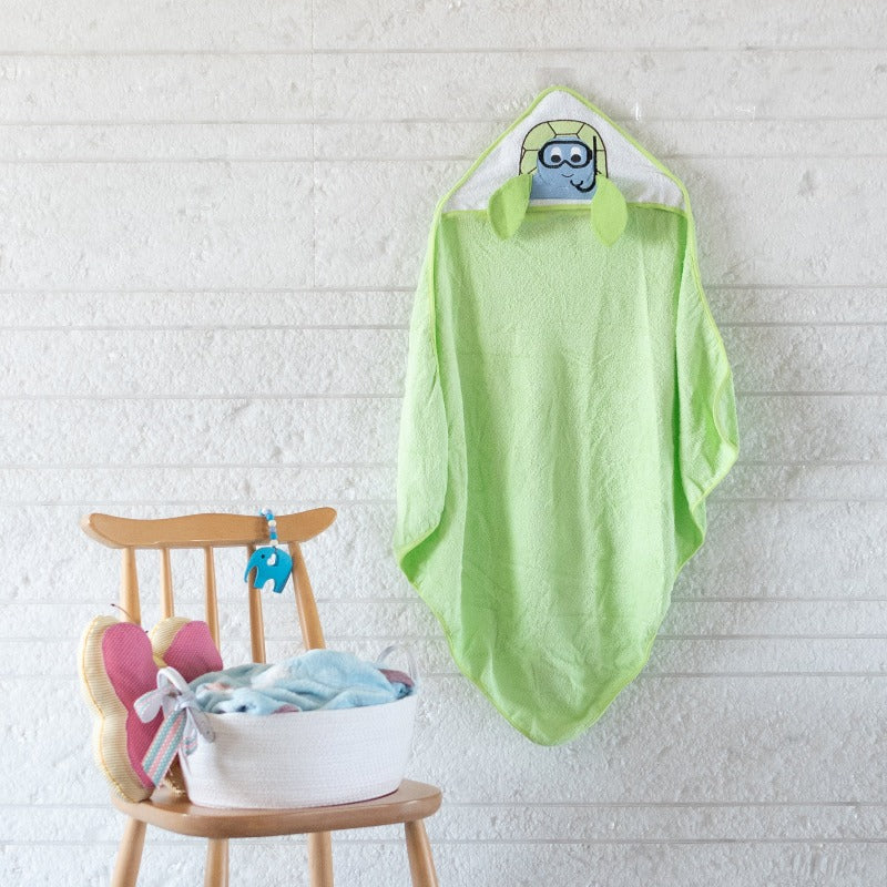 Baby Hooded Towel - Tortoise Baby Towels June Trading   
