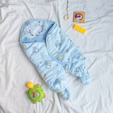 Elephant Printed & Hooded Baby Swaddle Baby Swaddle June Trading Sky Blue  