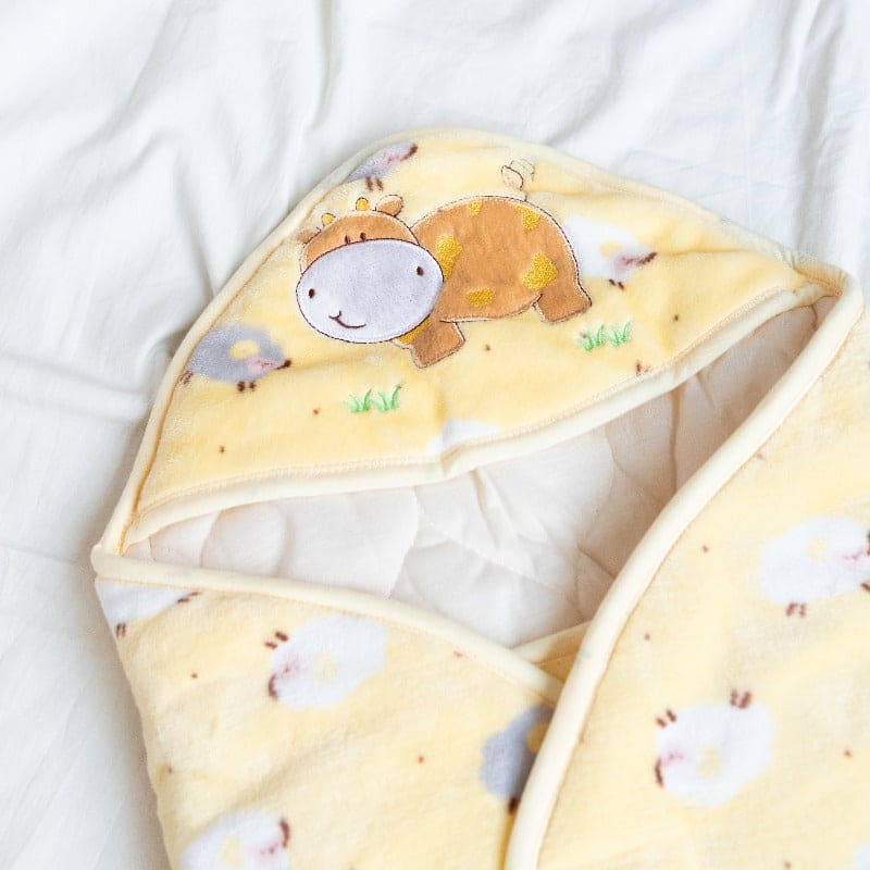 Sheep Printed & Hooded Baby Swaddle Baby Swaddle June Trading   
