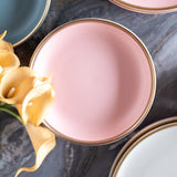 Matte Finish Gold Rimmed Starter Plate Starter Plates June Trading Soft Pink  