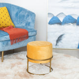 Elegant Suede Ottoman/Pouf Ottoman June Trading Mustard Yellow  
