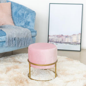 Elegant Suede Ottoman/Pouf Ottoman June Trading Blush Pink  