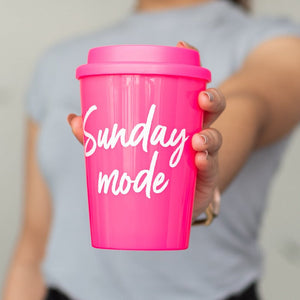 MOTIVATIONAL QUOTES - TRAVEL COFFEE MUG (LARGE) Sippers June Trading Sunday Mode - Pink  
