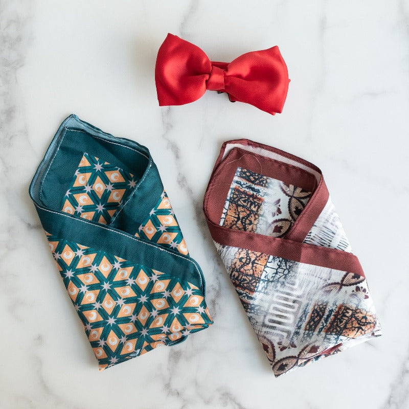 Brown and Emerald Green - Pocket Squares (Set of 2)