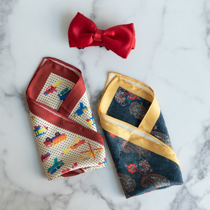 Quirky and Traditional Print- Pocket Squares (Set of 2)