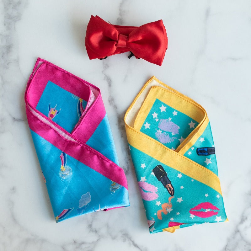 Lips and Rocket Print - Pocket Squares (Set of 2) Pocket Squares June Trading   