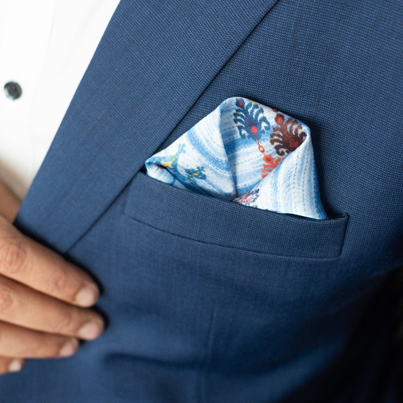 Traditional Blues Print - Pocket Squares (Set of 2)