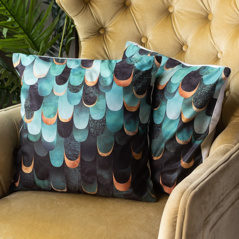 Sea Green Print Cushion Covers (Set of 2)