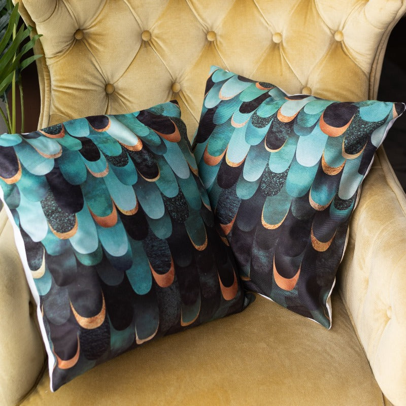 Sea Green Print Cushion Covers (Set of 2)