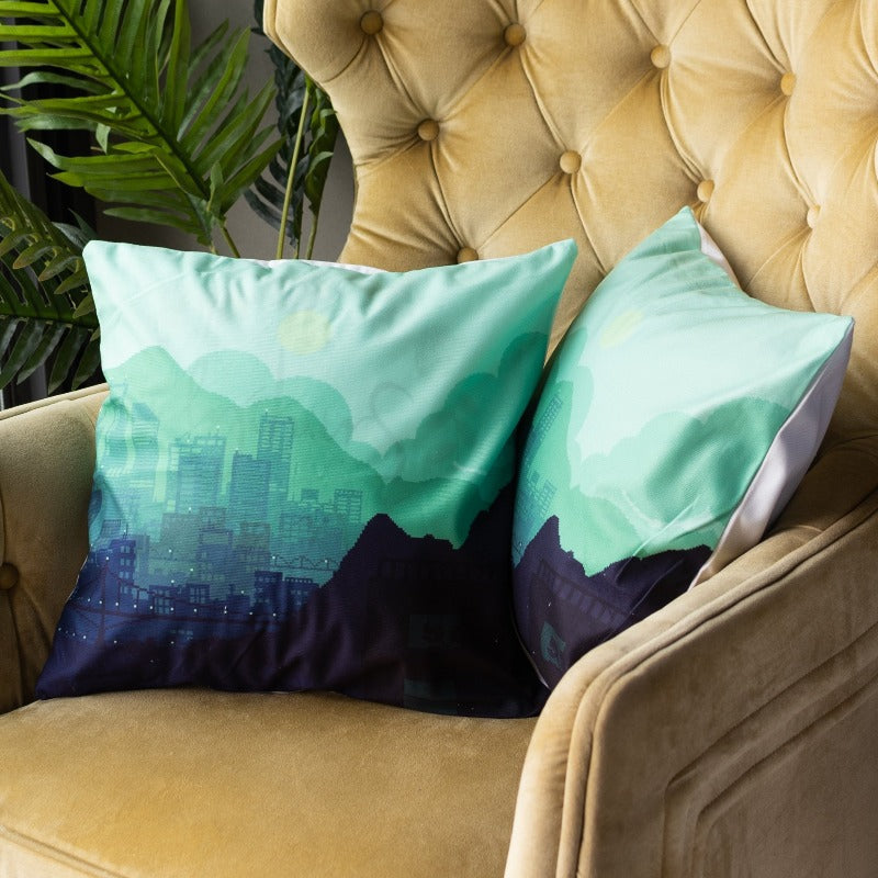 Cityscape Print Cushion Covers (Set of 2)