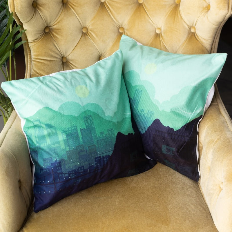 Cityscape Print Cushion Covers (Set of 2)
