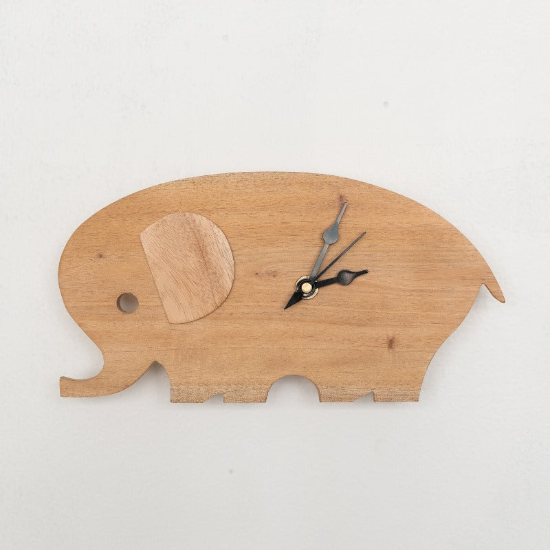 Wooden Elephant Clock Wall CLocks June Trading   