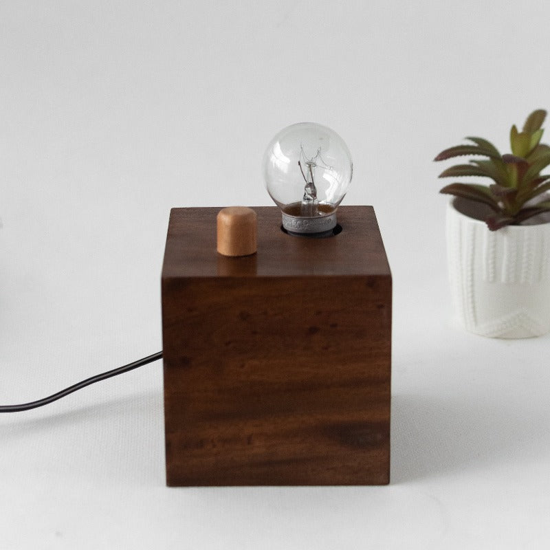 Wooden Cube Table Night Lamp With Dimmer Lamps June Trading   