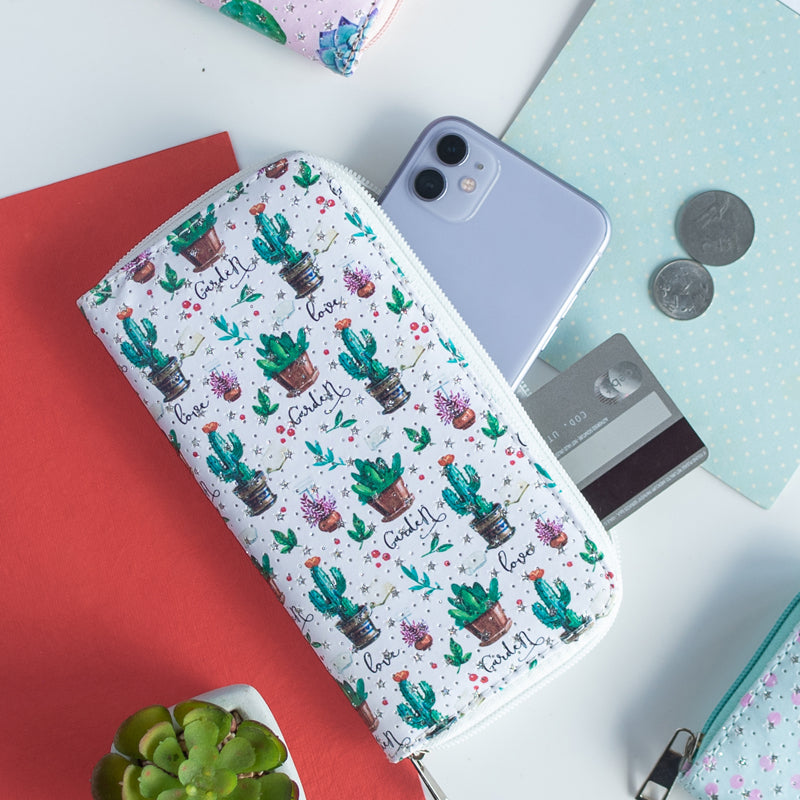 Garden Pattern Zip-Around Wallet