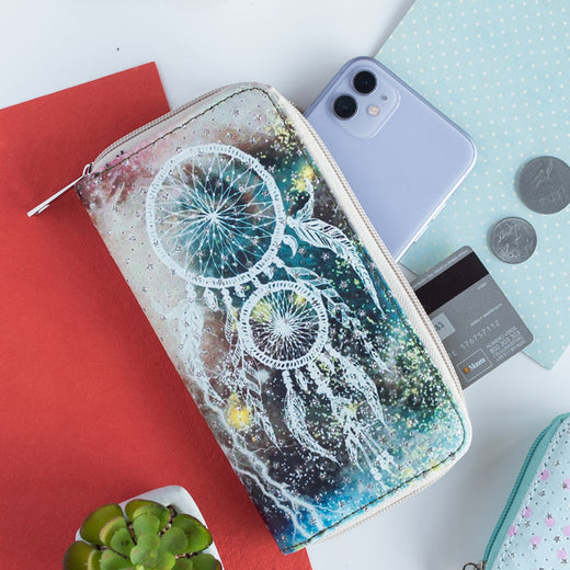 Dreamcatcher Print Zip-Around Wallet Clutches June Trading   