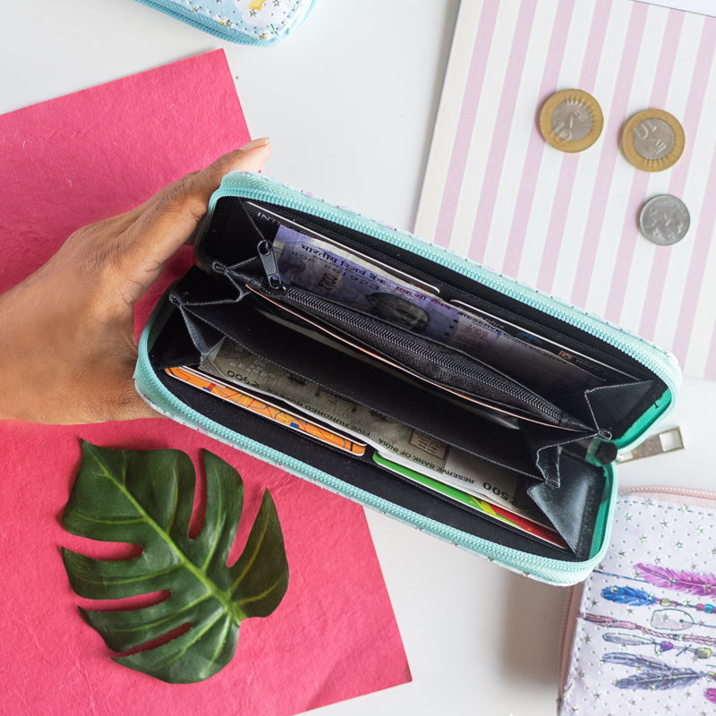 Cactus Pattern Zip-Around Wallet
