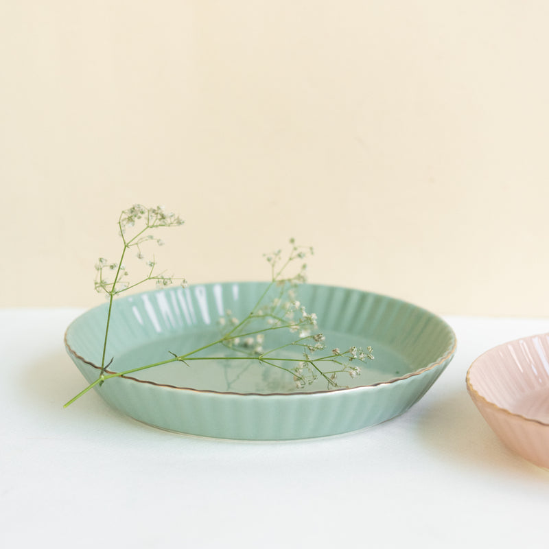Pastel Ceramic Appetizer/Dessert Plates Snack Plate June Trading Mint Green  