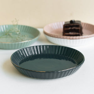 Pastel Ceramic Appetizer/Dessert Plates Snack Plate June Trading Bottle Green  