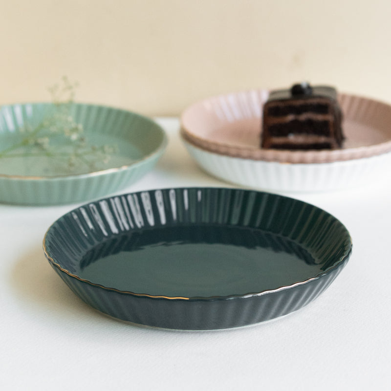 Pastel Ceramic Appetizer/Dessert Plates Snack Plate June Trading Bottle Green  