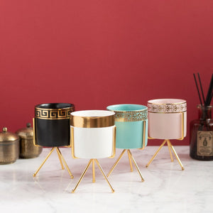 Gold Border Ceramic Vase Vases June Trading   