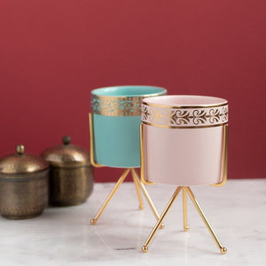 Gold Border Ceramic Vase Vases June Trading   