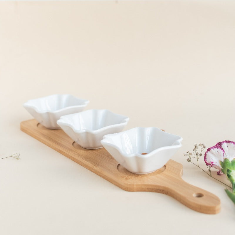 Bowl Set With Wooden Tray Serving Plates June Trading   