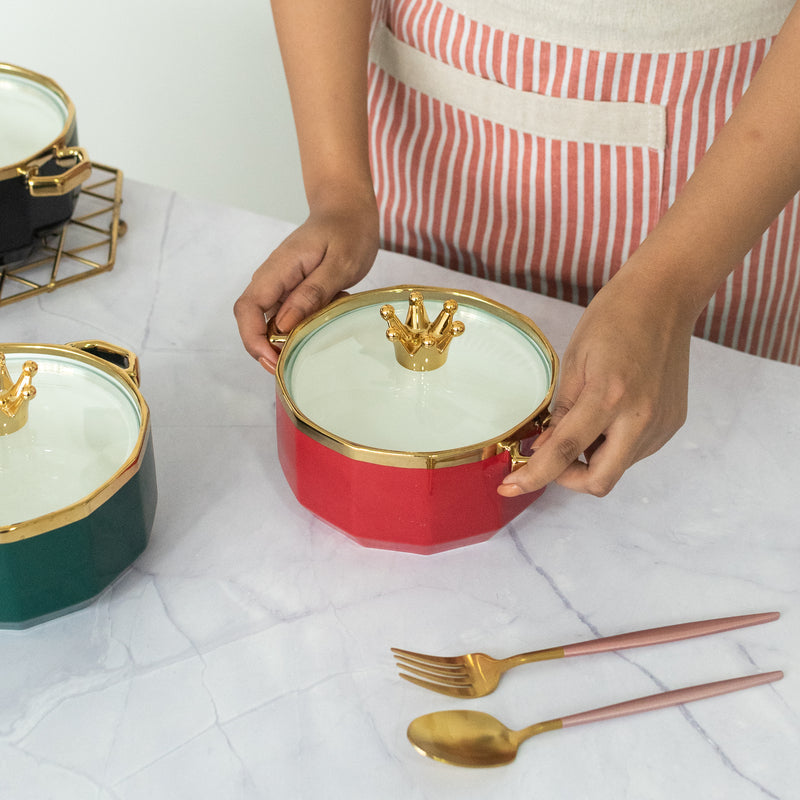 Crown Cap Ceramic Casserole with Lid Casserole June Trading   
