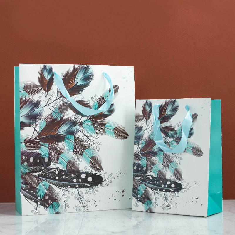 Mint Green Feathers Gift Bag (Set of 4) Gift Bag June Trading   